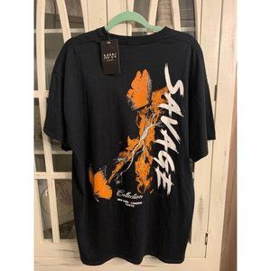 BoohooMAN NWT Tshirt men’s medium savage collection fire butterflies (bin BB)